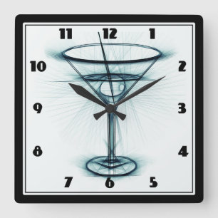 Horloge Carrée Croquis en verre Martini