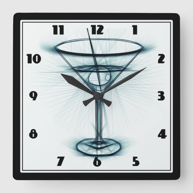 Horloge Carrée Croquis en verre Martini (Recto)