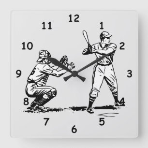 Horloge Carrée Croquis par lots et par lots de baseball cool