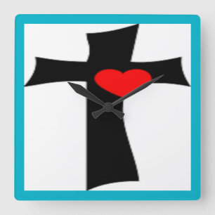 HORLOGE CARRÉE CROSS WITH RED HEART