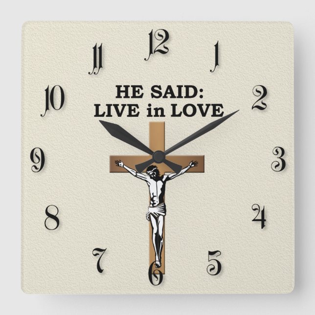 Horloge Carrée Crucifix (Recto)
