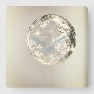 Horloge Carrée Crystal Planet Universum Gold Sepia Concept Modern