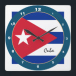 Horloge Carrée Cuban Flag & Cuba trendy fashion /design clock<br><div class="desc">WALL CLOCK : Cuba & Cuban Flag fashion design - love my country,  travel,  holiday,  country patriots / sports fans</div>