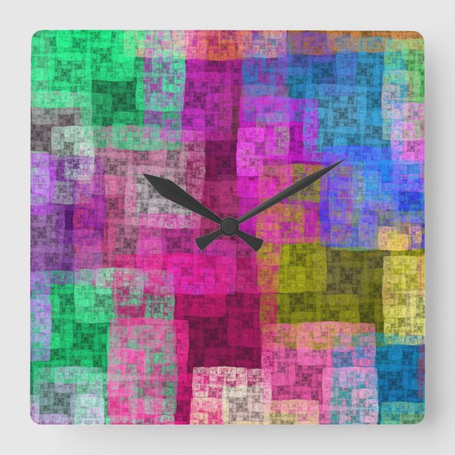 Horloge Carrée cubes Abstraits (Recto)