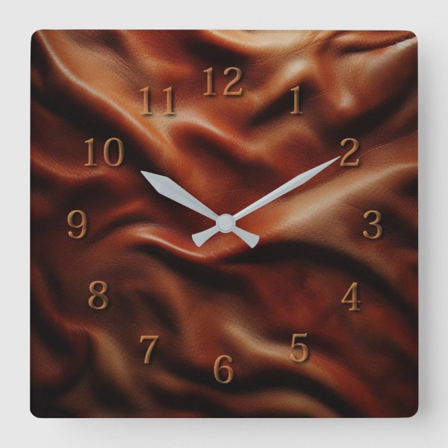 Horloge Carrée cuir marron (Recto)