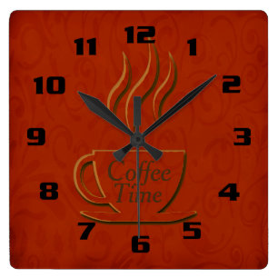 Horloge Carrée Cuisine Belle Heure du Café