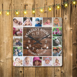 Horloge Carrée Cuisine de grand-mère en bois rustique 16 Photo Co<br><div class="desc">Bois rustique et photo collage horloge murale avec la cuisine de grand-mère et assaisonné avec la typographie d'amour.</div>