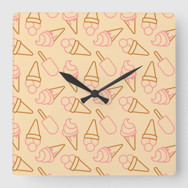 Horloge Carrée Cuisine estivale avec contours de glace (Recto)