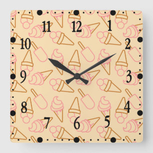 Horloge Carrée Cuisine estivale avec contours de glace