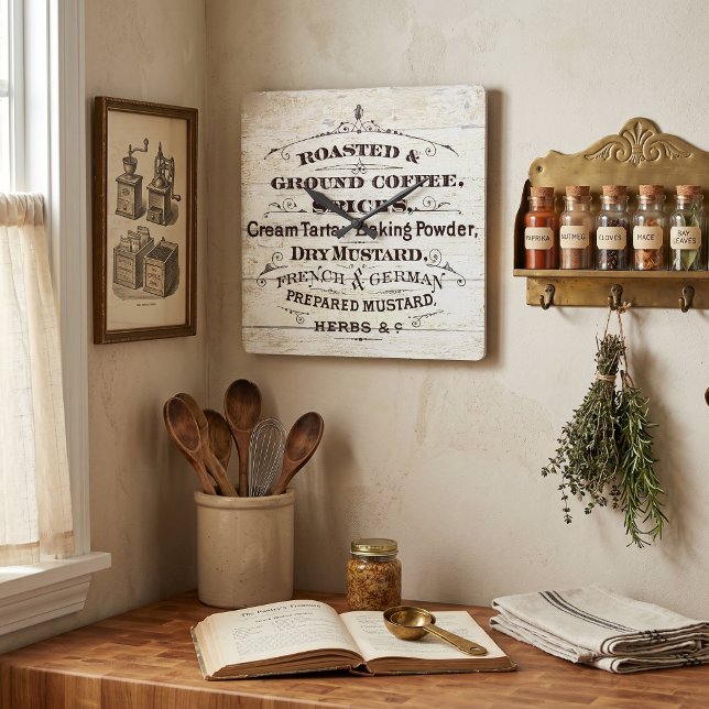 Horloge Carrée Cuisine vintage (Créateur téléchargé)