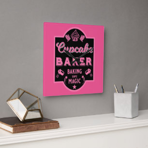 Horloge Carrée Cupcake Master Baker