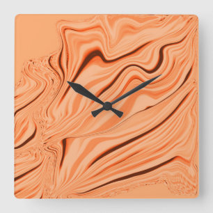 Horloge Carrée Curling dans les tons orange, cylindre marron incu