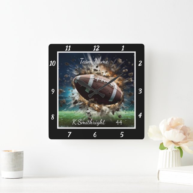 Horloge Carrée Custom Action Football  (Maison)