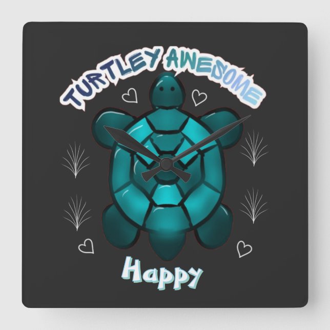 Horloge Carrée Custom and personalized turtle lover gift  (Recto)