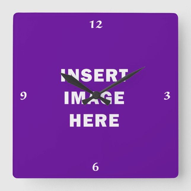 Horloge Carrée Custom Clock Template White Calligraphy Numbers (Recto)