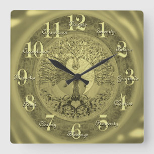 Horloge Carrée Custom Inspirational Words Tree of Life