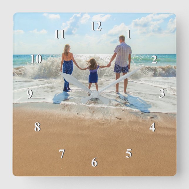 Horloge Carrée Custom Photo Clock - Your Family Design (Recto)