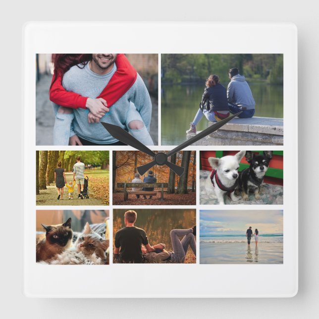 Horloge Carrée Custom photo couples collage 8 (Recto)