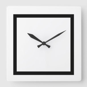 Horloge Carrée Custom solid White with black stripe decorative