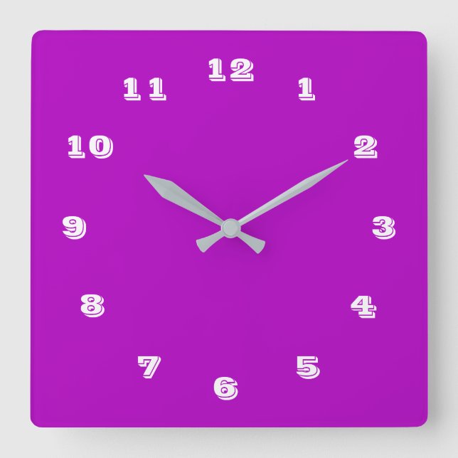 Horloge Carrée Custom Your Colors Font Numbers (Recto)