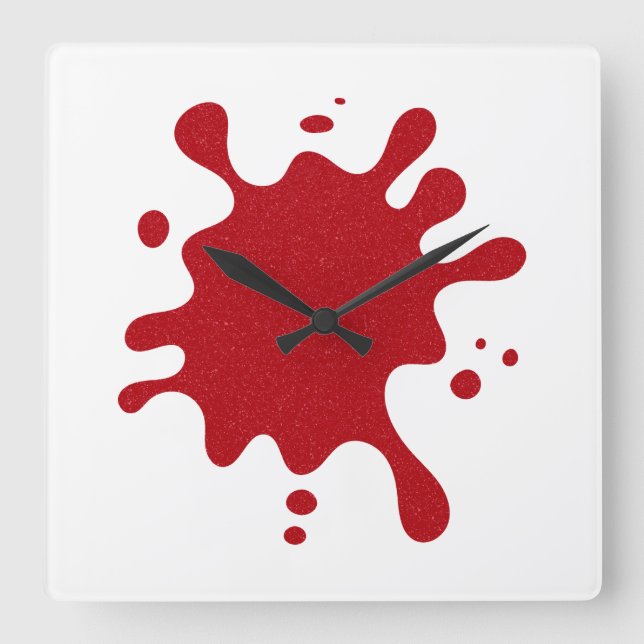 Horloge Carrée Customizable Tomato Red Splatter Wall Clock (Recto)