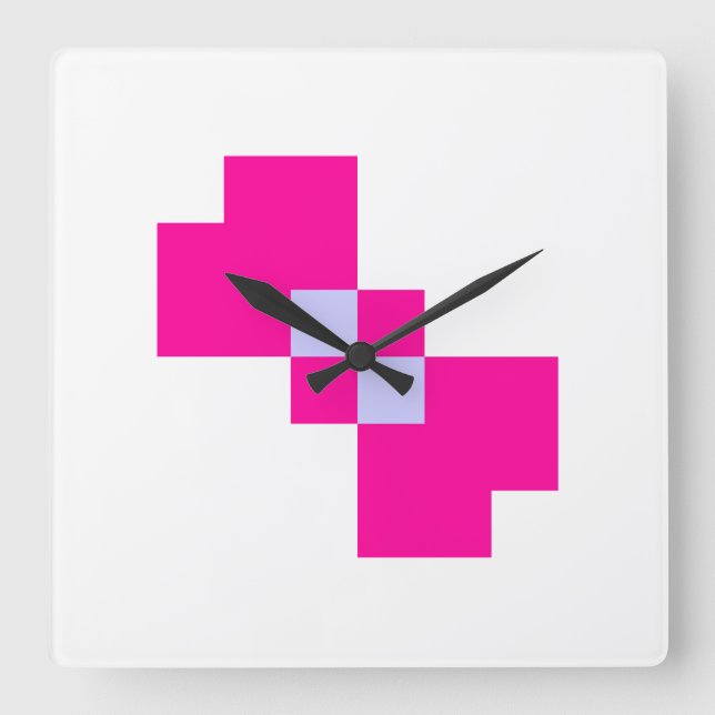Horloge Carrée Cute 8 bits Pixel Bow (Recto)