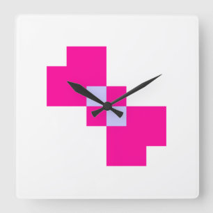 Horloge Carrée Cute 8 bits Pixel Bow