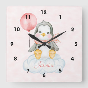 Horloge Carrée Cute Baby Penguin