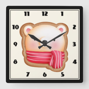 Horloge Carrée Cute Bear Face