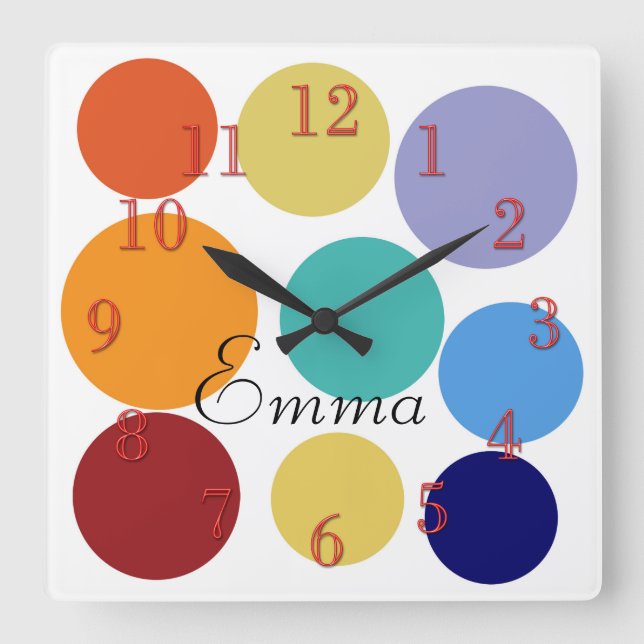 Horloge Carrée Cute Bright Dots (Recto)