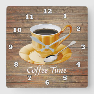 Horloge Carrée Cute coffee time decor