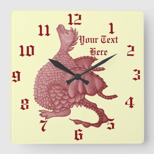 Horloge Carrée cute dragon mythique fantasy (Recto)
