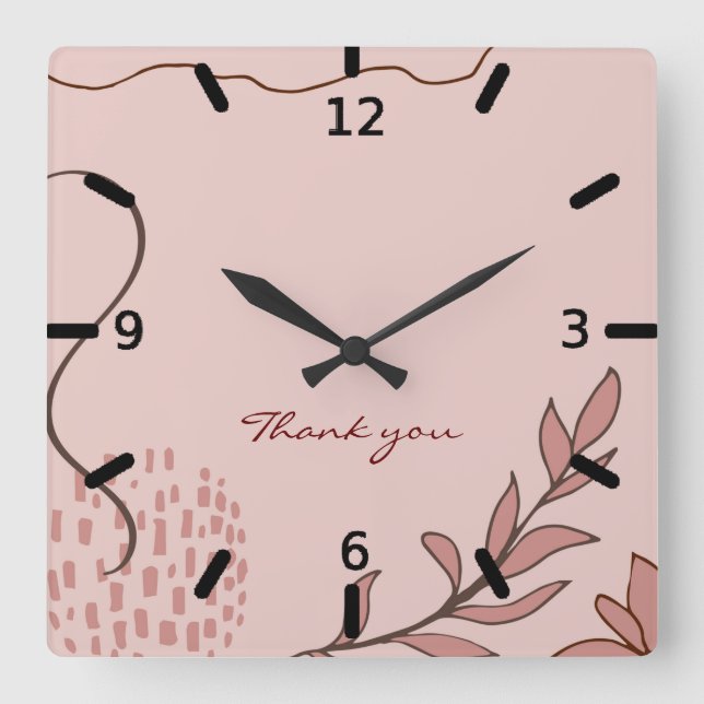 Horloge Carrée cute flore et geometric abstract graphic (Recto)