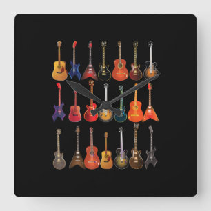 Horloge Carrée Cute Guitar Rock and Roll Musical Instruments