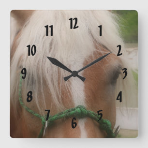 Horloge Carrée Cute Haflinger Cheval Visage Animal