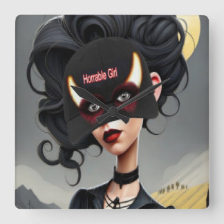 Horloge Carrée Cute Horrible girl 