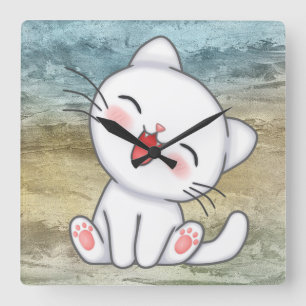 Horloge Carrée Cute Kitten