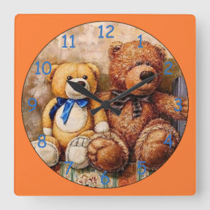 Horloge Carrée Cute Petite Nounours