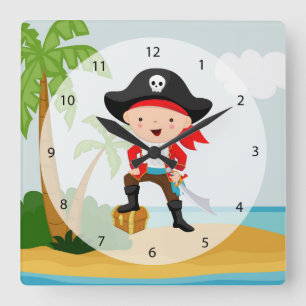 Horloge Carrée Cute Pirate