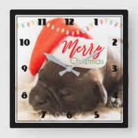 Cute Pug à Red Santa Hat Merry Christmas
