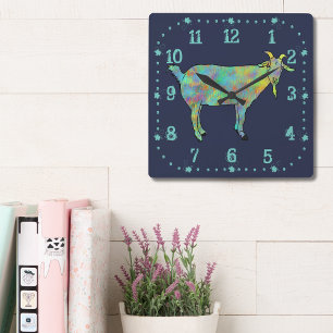 Horloge Carrée Cute Quirky Goat