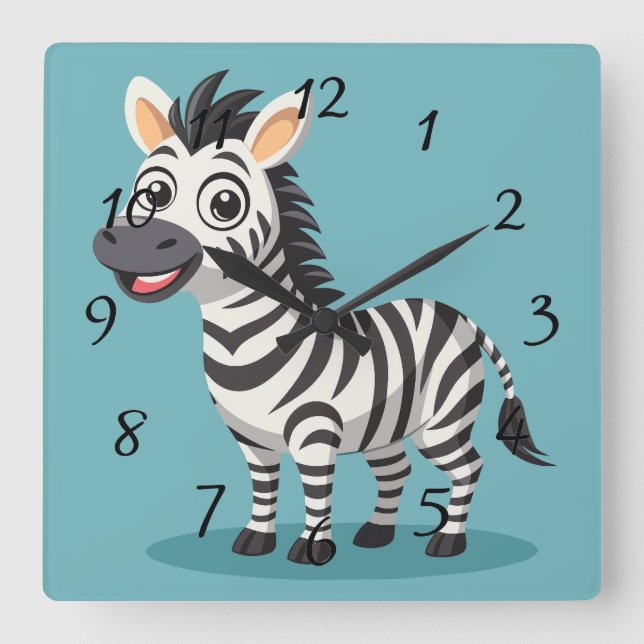 Horloge Carrée Cute Zebra (Recto)