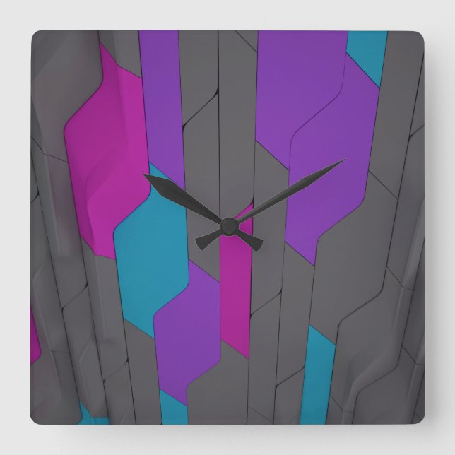 Horloge Carrée Cyber Wall  Square Wall Clock (Recto)
