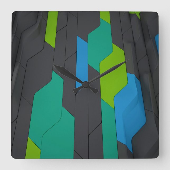 Horloge Carrée Cyber Wall  Square Wall Clock (Recto)