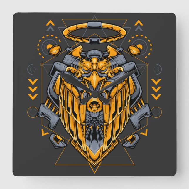 Horloge Carrée Cyborg Square Wall Clock (Recto)