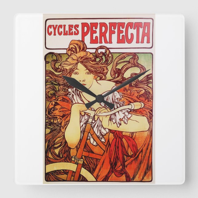 Horloge Carrée Cycles Perfecta d'Alphonse Mucha (Recto)