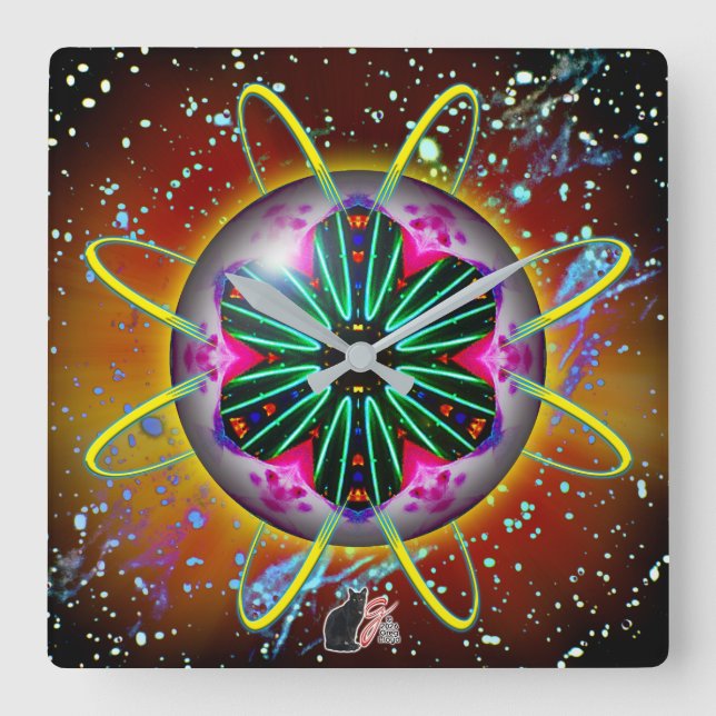 Horloge Carrée Cyclon Orbz Kaleid (Recto)