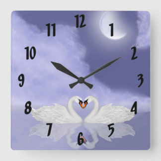 Horloge Carrée Cygne baisant