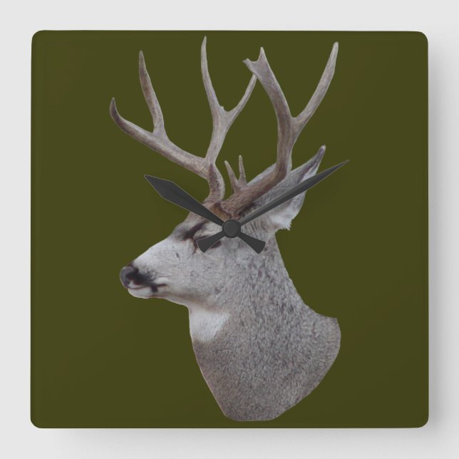Horloge Carrée D27 Mule Deer Buck (Recto)