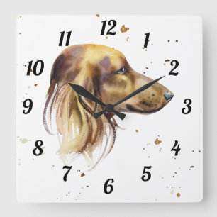 Horloge Carrée Dachshund Aquarelle Animaux Animaux Animaux Moins